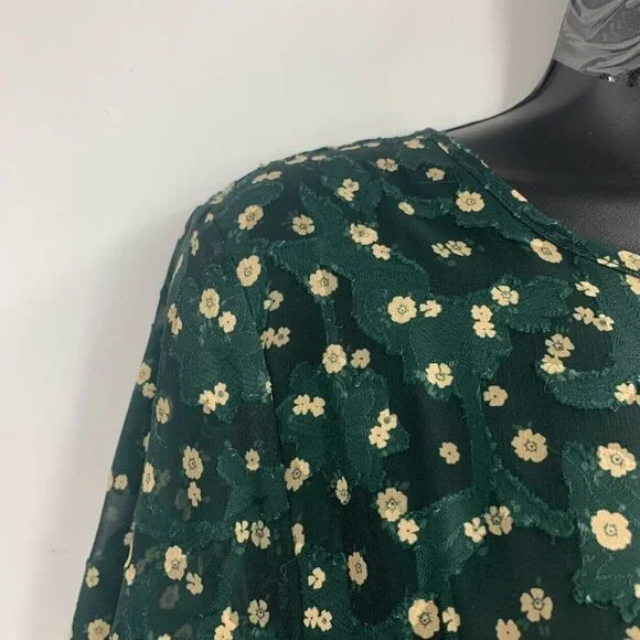 Tularosa Women's Ziggy Hunter Green Floral Midi Dress Size M NWT